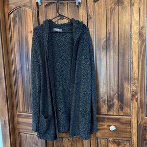 Eddie Bauer Hooded Open-Front Sweater - Charcoal Gray